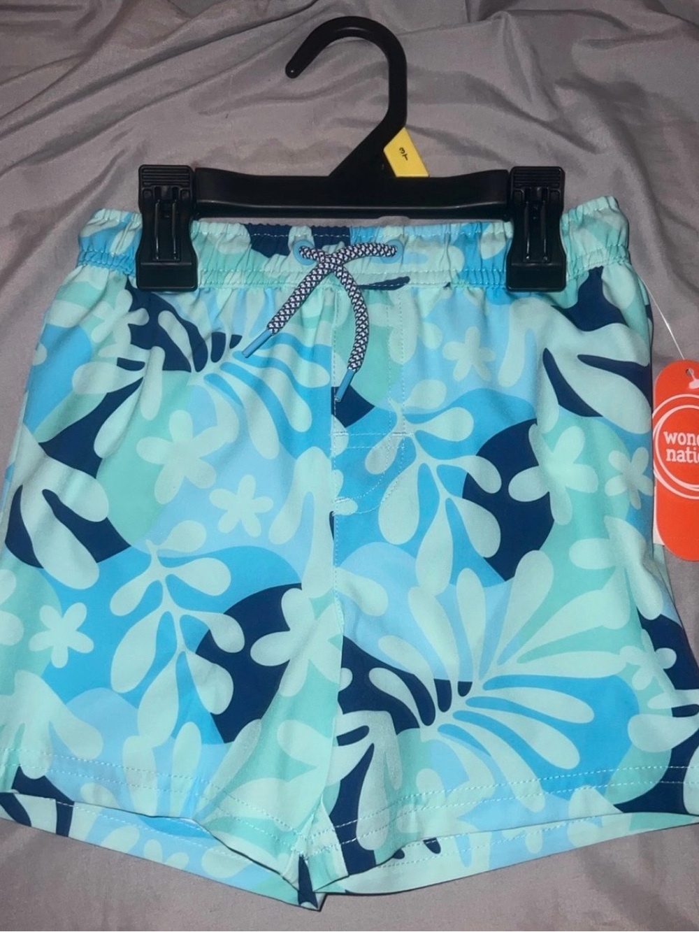 Blue Floral Print Swim Shorts